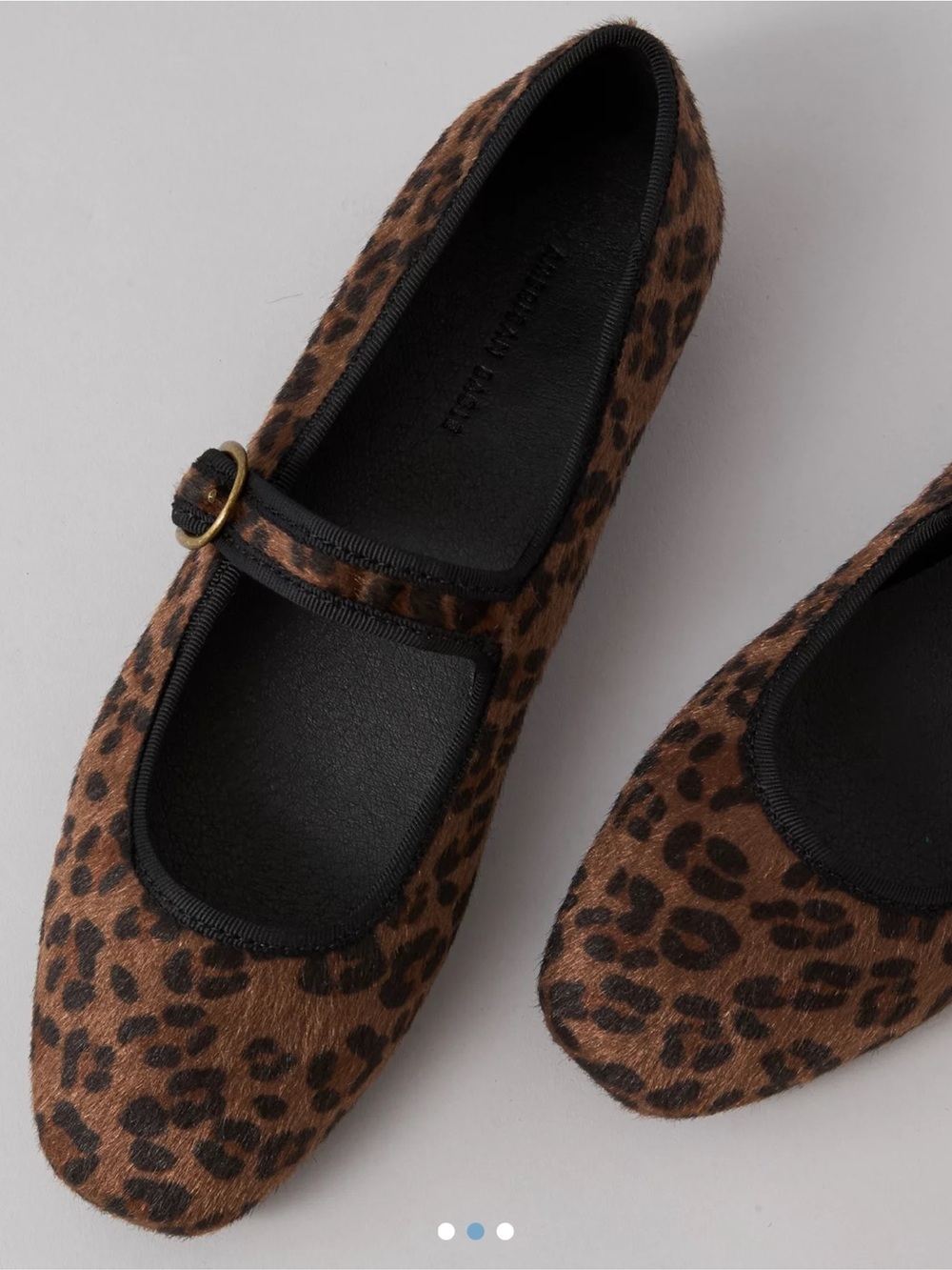 American Eagle Leopard Print Mary Jane Flats - Brown